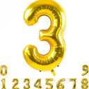 TONIFUL 40 Inch Gold Large Numbers Balloons 0-9,Number 3 Digital Helium Balloons,Foil Mylar Big Number Balloons for Birthday Party Supplies Decorations