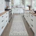 HUGEAR 2x8 Runner Rug Hallway Machine Washable Grey Vintage Floral Low Pile Carpet Distressed Long Throw Rug Bedroom Office Bathroom Kitchen Laundry Non Slip Soft Lightweight