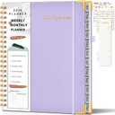 3 x 2026 Planner, Weekly and Monthly Calendar Planner from January 2026 - December 2026, 8.5" x 11" Hardcover Leather Hourly Appointment Book with Tabs, Spiral Daily Planners for College School Work Home, Purple (A4)