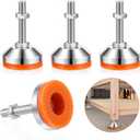 4 Pcs Heavy Duty Leveling Feet Thread,2.36" Dia Base Shockproof Carbon Steel Anti Skid Threaded Adjustable Rubber Feets for Furniture, Workbench, Machine Shelving, Cabinet,(D60x60)