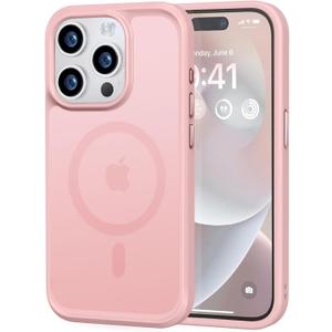 MOCCA Strong Magnetic for iPhone 14 Pro Case, [Compatible with Magsafe][13FT Military Drop Protection] Slim Translucent Matte Shockproof Case for iPhone 14 Pro Phone Case 6.1'', Pink