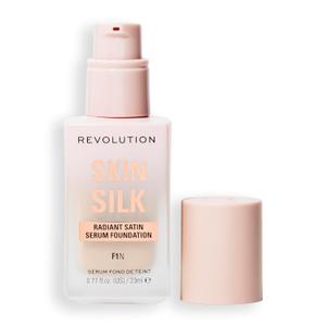 Revolution Skin Silk Radiant Satin Serum Foundation, Buildable Coverage with Hydrating Hyaluronic Acid for a Natural Finish, Vegan & Cruelty-Free, F1N Fair Skin Tones, 0.77 fl oz