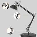 LEPOWER Metal Desk Lamp, Adjustable Goose Neck Architect Table Lamp with On/Off Switch, Swing Arm Desk Lamp with Clamp, Eye-Caring Reading Lamp for Bedroom, Study Room &Office (Black)