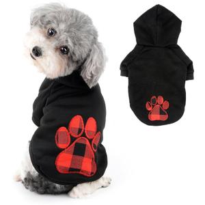 Ranphy Dog Hoodie Fleece Pet Sweater for Small Medium Large Dogs Puppy Sweatshirt with Buffalo Plaid Paw Heart Pattern Cozy Spring Autumn Winter Outfit Cat Apparel (3XL)