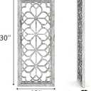 Set of 2 13x30 Inch Large Grey Shatterproof Carved Floral Wood Frame Wall Mirrors, Boho Farmhouse Rustic Accent Mirrors for Living Room Bedroom Bathroom & Home Decor