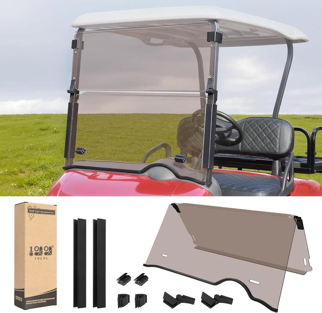 10L0L Golf Cart Windshield for EZGO RXV 2008-up Upgrade Thickened Fold Down Windshields Anti-UV Impact Resistant - 38.18" W X 32.5" H (Tinted)