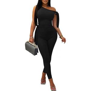 Women's Sexy One Off Shoulder Jumpsuits Sleeveless Bodycon Rompers One Piece Outfits S