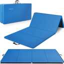 BalanceFrom Folding Gymnastics Mat, Thick Home Gym Floor Tumbling Equipment, Pink - Portable Exercise and Workout Pad for Pilates, Aerobics, and Martial Arts Fitness Training (Blue)