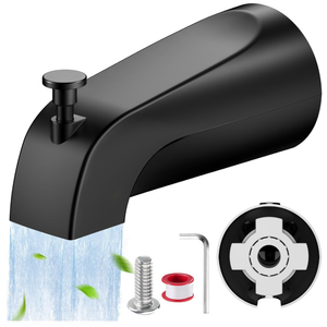 Universal Bathtub Tub Spout with Diverter, Fits 1/2" Slip-Fit Copper Pipe Connection, Pull Down Bathtub Faucet Spout Replacement, Easy Installation (Matte Black)