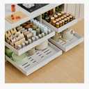 PAKETA 1 Pack Expandable Pull Out Cabinet Organizer, 21'' Deep Pull Out Drawers for Cabinets, Upgrade 3 Slide Rails Sliding Drawers for Cabinet with Adhesive Nano Film (Black)