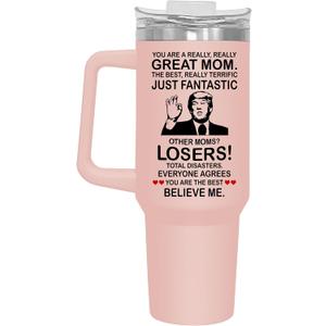 Christmas Gifts for Mom from Daughter, Son, Kids - Great Mom Coffee Tumbler on Birthday, Christmas, Durable Stainless Steel, Insulated for Hot or Cold Drinks, Ideal Gift for Mothers 40oz, Pink