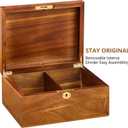 Wood Box Large Decorative Acacia Wooden Storage Hand-Crafted box Hinged Lid Locking Key Removable and Divider Premium Keepsake Memory Chest Gift Boxes 11 X 8.5 X 5 Inches for Jewelry Photos Valuables