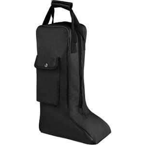Portable Riding Boot Bag for Tall Boot, Oxford Equestrian Boot Bag with Handle, Cowboy Boot Travel Bag with Outer Pocket for Cowboy Boots, Snow Boots, Travel and Daily Use
