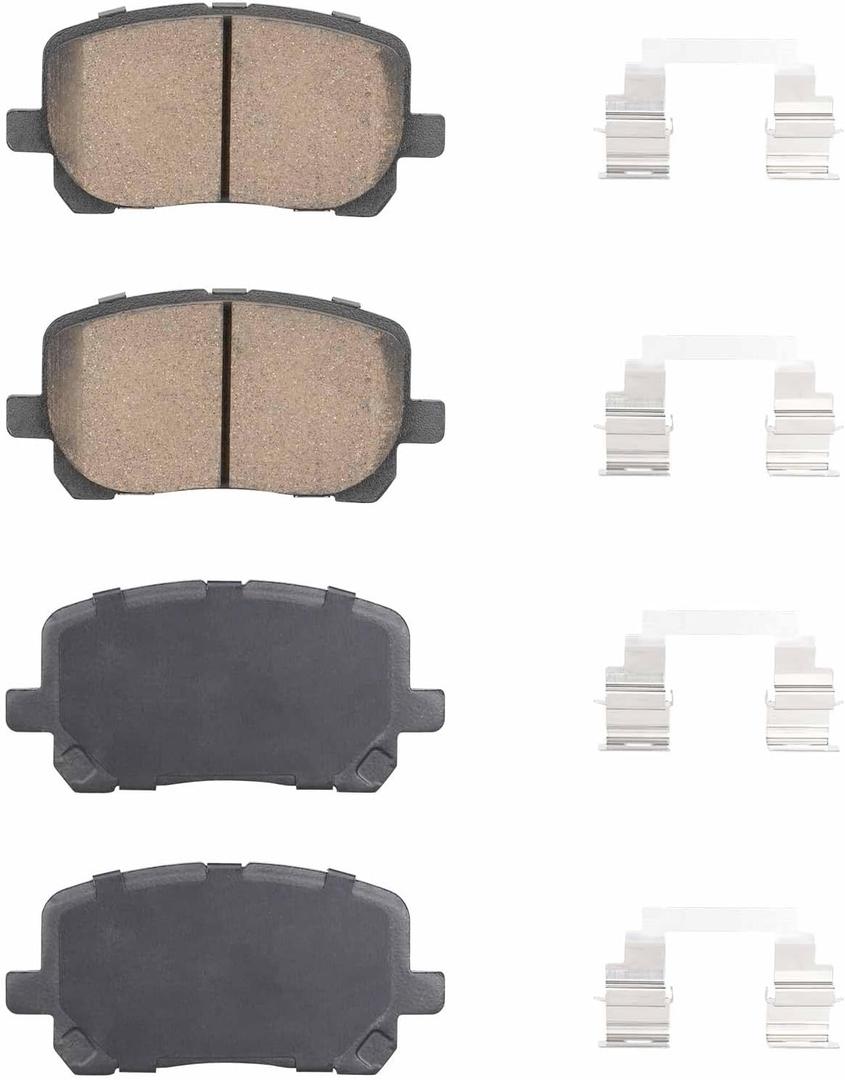Front Semi-metallic Disc Brake Pads Set for Pontiac Vibe, Toyota Corolla, Toyota Matrix(Exc 2007-2008 XRS Model) 2003 2004 2005 2006 2007 2008, 4PCS(With Hardware)
