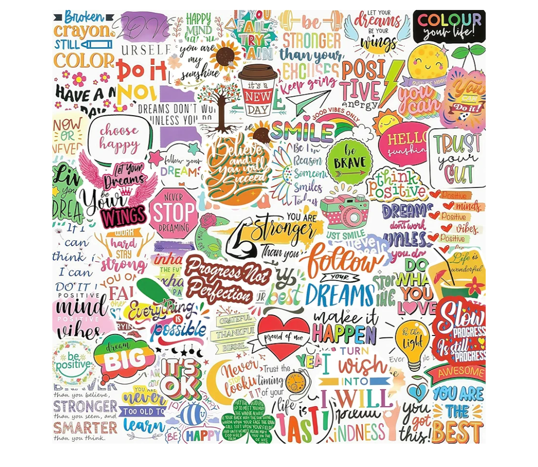 100 Pcs Holographic Positive Affirmation Stickers for Adult Women Teens, Waterproof Vinyl Motivational Inspirational Quote Stickers for Water Bottle Journal Vision Board Computer Laptop Phone