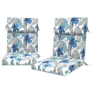DYTXIII Outdoor High Back Chair Cushions Set of 2, 44"x22" Water Repellent Patio Seat Cushions with Elastic Sponge, All Weather Chair Pads for Rocking, Dining, Patio Furniture - Clemens Noir Blue, 44x22x3