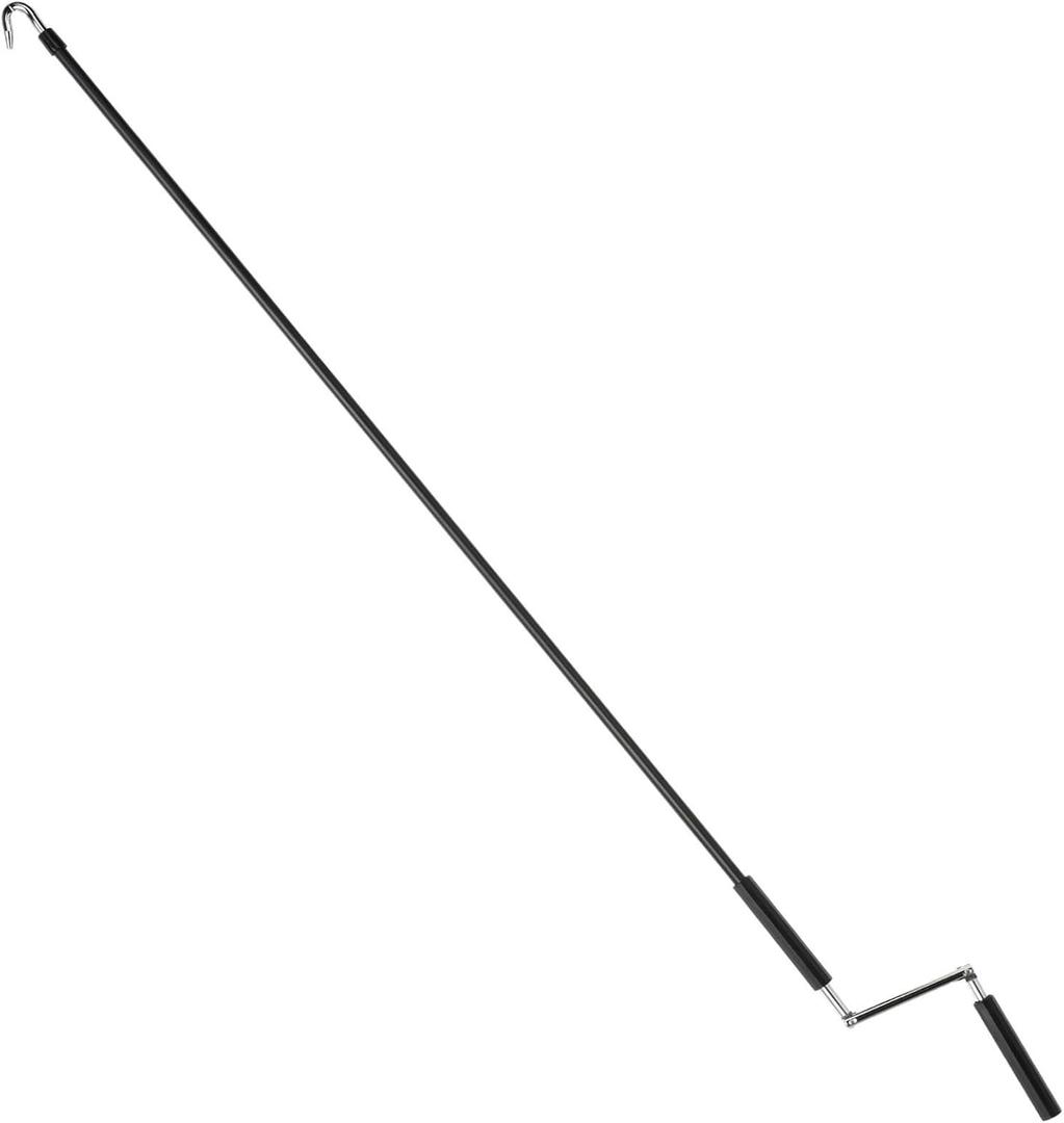 Pickmesh Exterior Roller Shade Universal Crank Wand Replacement Metal Crank Wand Telescoping Skylight Pole with Hook for Exterior Sun Shades Outdoor Indoor Roller up Blinds (Black), 1.77"W x 48.82"H