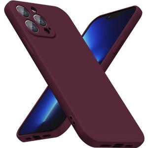 LoeoeL for iPhone 13 Pro Max Phone Case Silicone, Minimalist Ultra Thin Slim Soft Rubber Gel Solid Color Matte TPU Cute Case for Women Men, Girly Plain Aesthetic Design & Camera Cover, Burgundy Maroon