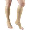 Truform 20-30 mmHg Compression Stockings for Men and Women, Knee High Length, Open Toe, Beige, Large
