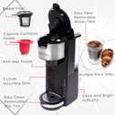 Mixpresso Black Single Serve Coffee Brewer K-Cup Pods Compatible & Ground, 30 oz Compact Coffee Maker Single Serve With 5 Brew Sizes Up To 14 Oz, Fits Travel Mug, Adjustable Drip Tray