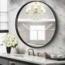 Black Round Mirror 36 inch Deep Frame Circle Mirror, Metal Framed Bathroom Mirror, Round Vanity Mirror, Circle Mirrors for Wall Entryway Bedroom Living Room Hallway