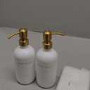 Gold Soap Dispenser Set, Glass Soap Dispenser with Stainless Steel Pump, Perfect for Modern Kitchen Counter Decor (Gold)