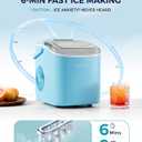 EUHOMY Countertop Ice Maker Machine with Handle, 26lbs Per Day, 9 Ice Cubes Ready in 6 Mins, Auto-Cleaning Portable Ice Maker with Basket and Scoop, for Home/Kitchen/Camping/RV (Blue)