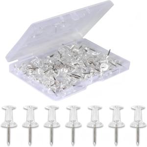 120-Pack Push Pins for Bulletin Board, Thumb Tacks with Clear Plastic Tip and Steel Tip, Portable and Durable Wall Tacks Suitable for Cork Board, Office and Daily Life