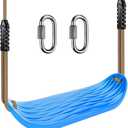 SELEWARE Non-Slip Plastic Swing Seat, Heavy Duty Tree Swing Set with Adjustable Rope & Carabiners for Kids & Adults, Outdoor/Indoor Playground Seat Replacement, Blue (Blue, 1 Pack)