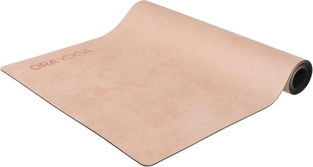 Non-Toxic Premium Suede Large Workout Mat - 3mm Thick With Strap - Eco-Friendly Exercise Mat for Women & Men - Non-Slip for Pilates, Gym, Home Workout (Peach)