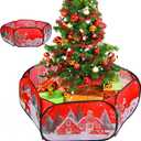 Christmas Tree Fence Barrier for Pets, Christmas Tree Gate for Toddlers, 6-Sided Polyester Fibre Christmas Fence Blocker for Dogs Cats