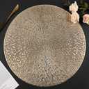 Placemats Set Of 8, Round Placemats Gold Washable Wipeable Vinyl Place Mats Dining Table Mats for Wedding Party Kitchen Decorations