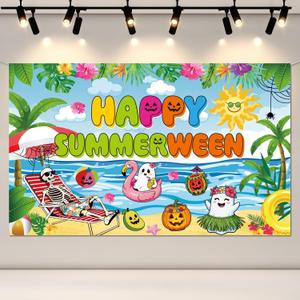 2 x 71"x 43" Happy Summerween Banner, Summerween Party Decorations, Summer Halloween Decorations