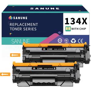 134X W1340X Toner Cartridge Replacement for HP 134A 134X W1340A W1340X Black Toner Cartridges for HP M209dw M234dw M234sdw M234sdn Printer Ink (2-Pack)