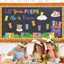 Easter Bulletin Board Decorations Set, Tell Your Peeps He is Risen Cross Easter Christian Bulletin, 80 Pieces Thick Cardstock Sunday School Classroom Church Chalkboard Decoration