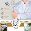 17Pcs Stainless Steel Kitchen Utensils Set - Metal Cooking Utensils Set with Rotatable Holder, Heat Resistant Stainless Steel Utensil Set with Spatula Set, Ladle, Skimmer, Spoons, Pasta Server