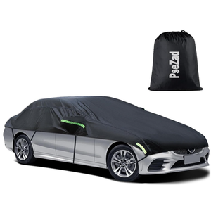 Universal Half Car Cover Waterproof All Weather, Black Car Covers for Automobiles Outdoor Indoor for All Season Waterproof Dustproof Uv Resistant Snowproof Fit for Sedan