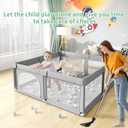 Baby Playpen, Play Pens for Babies and Toddlers, Mini Baby Fence Play Area,Safe Anti-Fall Play Yard with Gates, Small Playpen for Babies with Breathable Mesh, with Pull-Up Ring(Grey, 36" x36")