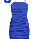 SOLY HUX Girl's Summer Spaghetti Strap Ruched Sleeveless Short Bodycon Dress with Hair Scrunchies , Size For 14 Years Old