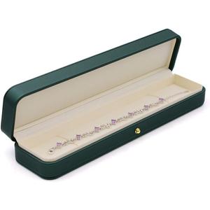 Leather Long Chain Bracelet Necklace Watch Storage Box Velvet Interior Gift Case, Premium Gorgeous Jewelry Display Box for Wedding,Engagement,Proposal,Birthday and Anniversary (Green)