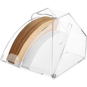 Coffee Filter Holder With Lid - Acrylic Paper Dispenser Rack Storage Box Organizer, Damp-proof Fit #1234 Cone & V60 Filters for Coffee Shop Office Counter (Clear)