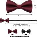 3 x Medsuo Men's Bow Tie, Pre-tied Bowtie Wave Bow Tie, Adjustable Neck Strap for Wedding Party Prom (Black)