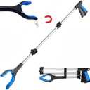 FitPlus 2024 Upgrade PowerGrip T9, Grabber Reacher Tool, Wide Jaw, Foldable, Steel Cable, with 96 Grip Points for Firm Grip, 36" with Magnet (Blue, 36 Inch)