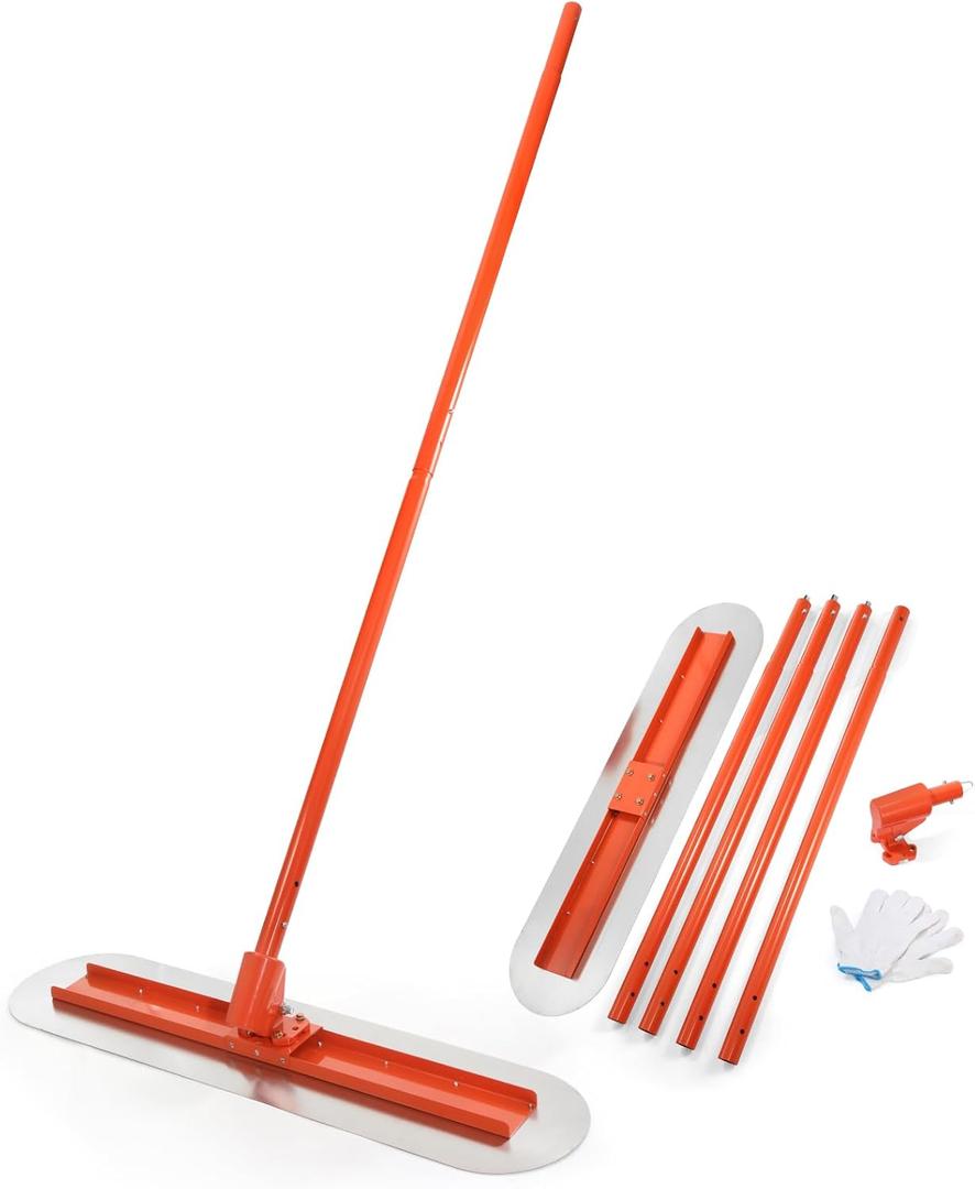 BEAMNOVA Bull Float Concrete Trowel with Stainless Steel 48 * 12 Inches Scraper 181 Inches Cement Extension Rod Concrete Finishing Tools Kit