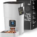 Smart Automatic Cat Feeder - 6-L Reliable Automatic Cat Food Dispenser with Display LCD Screen for Easy Set Up - (White)