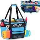 Fasrom XL Beach Tote Bag with Cooler Compartment, Large Mesh Beach Pool Bag with Wet & Dry Separation for Swim, Travel