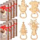 24Pcs 4 in 1 Christmas Beer Bottle Opener Set, Xmas Tree Snowman Snowflask Train Bottle Openers with Gift Box, for Winter Theme Party Decoration Gift Festive, Souvenirs Favors for Guests (Gold)