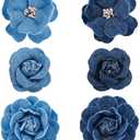 SUPERFINDINGS 12Pcs 3 Styles Denim Flower Blue Flower Embellishment 3D Flowers Fabric Camelia Sewing Flowers DIY Craft Supplies for Clothes Hairclips Decoration DIY Costume Accessories