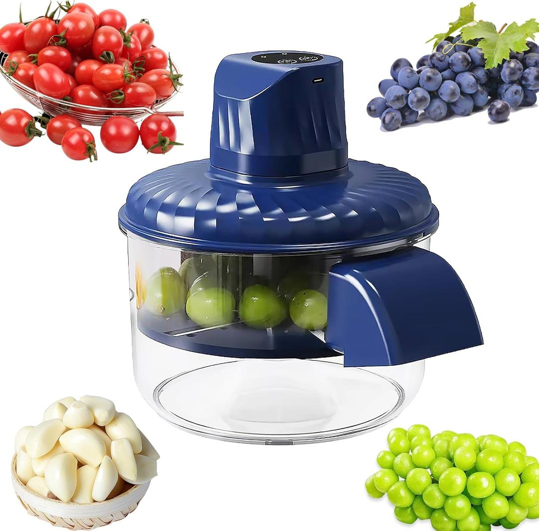Large Electric Grape Peeler, 1500mAh Rechargeable Battery, Stainless Steel Blades, Suitable for Grapes, Tomatoes, Cherries, Garlic, Multifunctional Kitchen Peeling Tool, Blue