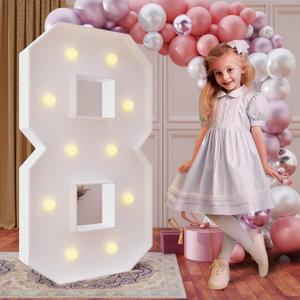 imprsv 4FT Marquee Numbers, DIY Light Up Numbers for 8th 18th Birthday Decorations, Party Party Decorations, Anniversary Party Decor, Mosaic Number for Balloons Number 8,Pre-Cut Foam Board Kit